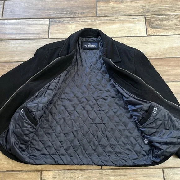Dockers Men's Jacket Black Wool Blend, Zip up Front Sz.XL - Picture 4 of 13